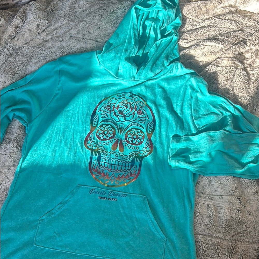 Sugar Skull Teal Hoodie